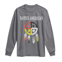 Native American Long Sleeve Shirt Medicine Wheel Dreamcatcher Spirit Animal Paws - Wonder Print Shop