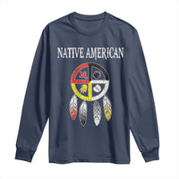 Native American Long Sleeve Shirt Medicine Wheel Dreamcatcher Spirit Animal Paws - Wonder Print Shop