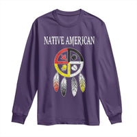 Native American Long Sleeve Shirt Medicine Wheel Dreamcatcher Spirit Animal Paws - Wonder Print Shop