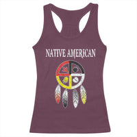 Native American Racerback Tank Top Medicine Wheel Dreamcatcher Spirit Animal Paws - Wonder Print Shop