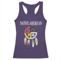 Native American Racerback Tank Top Medicine Wheel Dreamcatcher Spirit Animal Paws - Wonder Print Shop