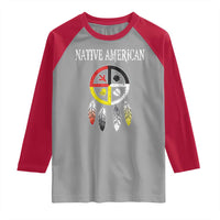 Native American Raglan Shirt Medicine Wheel Dreamcatcher Spirit Animal Paws - Wonder Print Shop