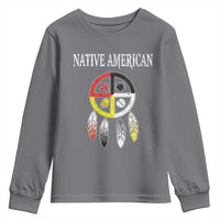 Native American Youth Sweatshirt Medicine Wheel Dreamcatcher Spirit Animal Paws - Wonder Print Shop