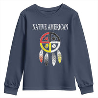 Native American Youth Sweatshirt Medicine Wheel Dreamcatcher Spirit Animal Paws - Wonder Print Shop