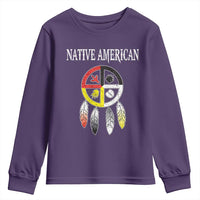 Native American Youth Sweatshirt Medicine Wheel Dreamcatcher Spirit Animal Paws - Wonder Print Shop