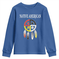 Native American Youth Sweatshirt Medicine Wheel Dreamcatcher Spirit Animal Paws - Wonder Print Shop