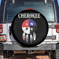 Cherokee Spare Tire Cover Native American Tribes Medicine Wheel Dreamcatcher Spirit Animal Paws - Wonder Print Shop