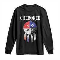 Cherokee Long Sleeve Shirt Native American Tribes Medicine Wheel Dreamcatcher Spirit Animal Paws - Wonder Print Shop