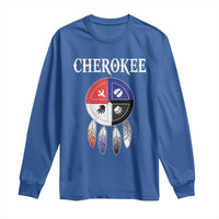 Cherokee Long Sleeve Shirt Native American Tribes Medicine Wheel Dreamcatcher Spirit Animal Paws - Wonder Print Shop