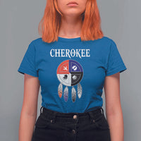 Cherokee T Shirt For Women Native American Tribes Medicine Wheel Dreamcatcher Spirit Animal Paws - Wonder Print Shop