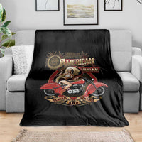 Native American Rider Throw Blanket American Indian Legendary Motorcycle Vintage Pin Up Girl - Wonder Print Shop