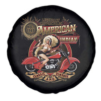 Native American Rider Spare Tire Cover American Indian Legendary Motorcycle Vintage Pin Up Girl - Wonder Print Shop