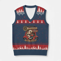 Native American Rider V-Neck Knit Sweater Vest American Indian Legendary Motorcycle Vintage Pin Up Girl - Wonder Print Shop