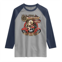 Native American Rider Raglan Shirt American Indian Legendary Motorcycle Vintage Pin Up Girl - Wonder Print Shop