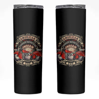 Native American Rider Skinny Tumbler American Indian Legendary Motorcycle Vintage Biker - Wonder Print Shop