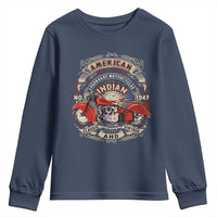 Native American Rider Youth Sweatshirt American Indian Legendary Motorcycle Vintage Biker - Wonder Print Shop
