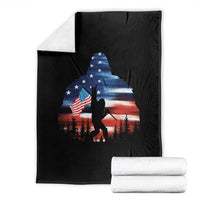 Funny Bigfoot Night Stroll American Flag Throw Blanket Patriotic 4th July - Wonder Print Shop