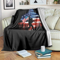 Funny Bigfoot Night Stroll American Flag Throw Blanket Patriotic 4th July - Wonder Print Shop