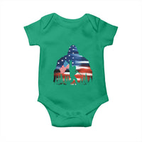 Funny Bigfoot Night Stroll American Flag Baby Onesie Patriotic 4th July - Wonder Print Shop
