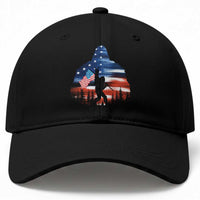 Funny Bigfoot Night Stroll American Flag Baseball Cap Patriotic 4th July