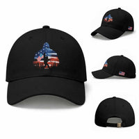 Funny Bigfoot Night Stroll American Flag Baseball Cap Patriotic 4th July