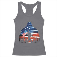 Funny Bigfoot Night Stroll American Flag Racerback Tank Top Patriotic 4th July - Wonder Print Shop