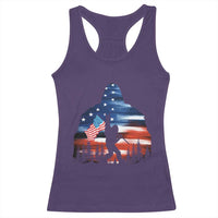 Funny Bigfoot Night Stroll American Flag Racerback Tank Top Patriotic 4th July - Wonder Print Shop