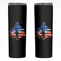 Funny Bigfoot Night Stroll American Flag Skinny Tumbler Patriotic 4th July - Wonder Print Shop
