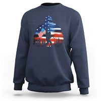 Funny Bigfoot Night Stroll American Flag Sweatshirt Patriotic 4th July - Wonder Print Shop