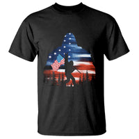 Funny Bigfoot Night Stroll American Flag T Shirt Patriotic 4th July - Wonder Print Shop