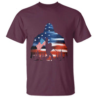 Funny Bigfoot Night Stroll American Flag T Shirt Patriotic 4th July - Wonder Print Shop