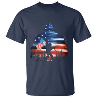 Funny Bigfoot Night Stroll American Flag T Shirt Patriotic 4th July - Wonder Print Shop
