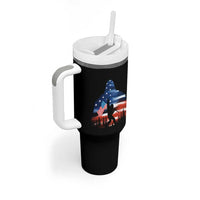 Funny Bigfoot Night Stroll American Flag Tumbler With Handle Patriotic 4th July - Wonder Print Shop