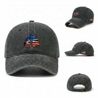 Funny Bigfoot Night Stroll American Flag Washed Cotton Baseball Cap Patriotic 4th July