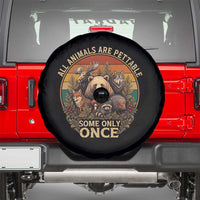 All Animals Are Pettable Some Only Once Spare Tire Cover Retro Wild Animals