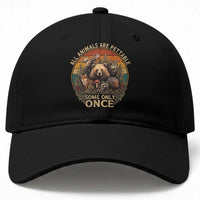 All Animals Are Pettable Some Only Once Baseball Cap Retro Wild Animals