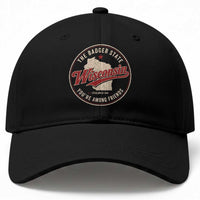 Wisconsin The Badger State Baseball Cap You're Among Friends Retro WI State