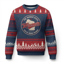 Wisconsin The Badger State Ugly Christmas Sweater You're Among Friends Retro WI State