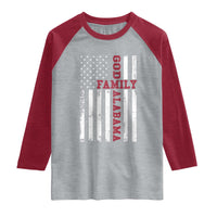 God Family Alabama Raglan Shirt AL Game Day Christian American Flag