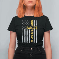 God Family Iowa T Shirt For Women IA State Game Day Christian American Flag