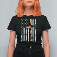 God Family Tennessee T Shirt For Women TN Game Day Christian American Flag