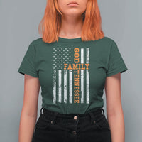 God Family Tennessee T Shirt For Women TN Game Day Christian American Flag