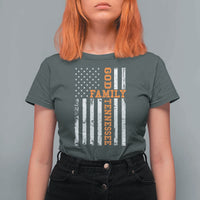 God Family Tennessee T Shirt For Women TN Game Day Christian American Flag