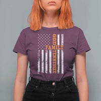 God Family Tennessee T Shirt For Women TN Game Day Christian American Flag