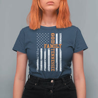 God Family Tennessee T Shirt For Women TN Game Day Christian American Flag