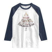 Christmas African American Raglan Shirt Rockin' Around The Melanin Tree Xmas - Wonder Print Shop