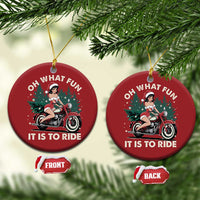 Funny Xmas Motorbike Christmas Ornament Oh What Fun It Is To Ride Female Santa Biker - Wonder Print Shop