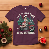 Funny Christmas Motorbike T Shirt Oh What Fun It Is To Ride Female Santa Biker - Wonder Print Shop
