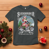 Christmas Female Santa Motorcycle T Shirt Sleighrider Custom Toys For Bad Kids Too - Wonder Print Shop