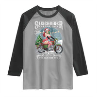 Christmas Female Santa Motorcycle Raglan Shirt Sleighrider Custom Toys For Bad Kids Too - Wonder Print Shop
